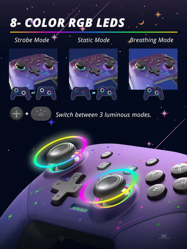 Controle Data Frog S80 Rgb Bluetooth P/ Nintendo Switch E Pc