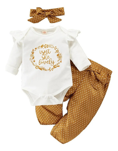 Conjunto De Mamelucos Estampado Verano Pantalón De Bebé Niña Blanco 0-3 M