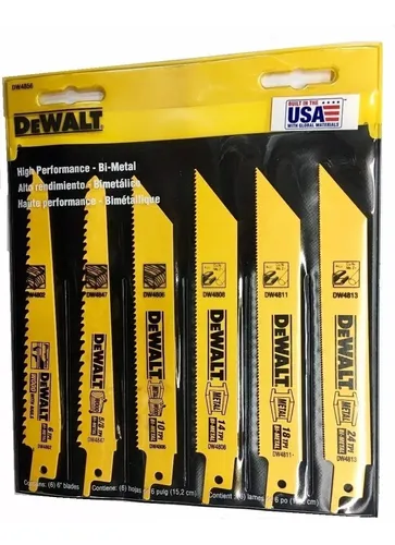 Juego Set Kit Hoja Sierra Sable 6 Piezas Dewalt Dw4856
