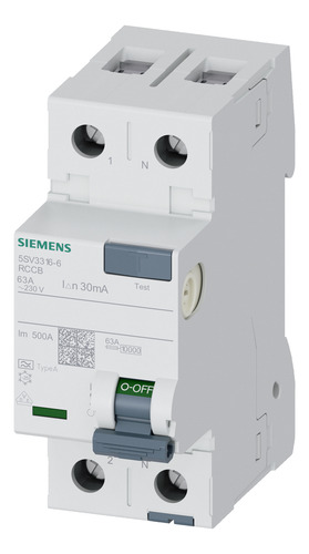 Disyuntor Diferencial Siemens, 2x63a 30ma Tipo A, 5sv3316-6