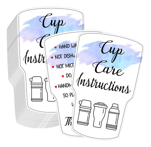 200 Piezas Tumbler Cup Cards, Cup Care Instructions Cards, T