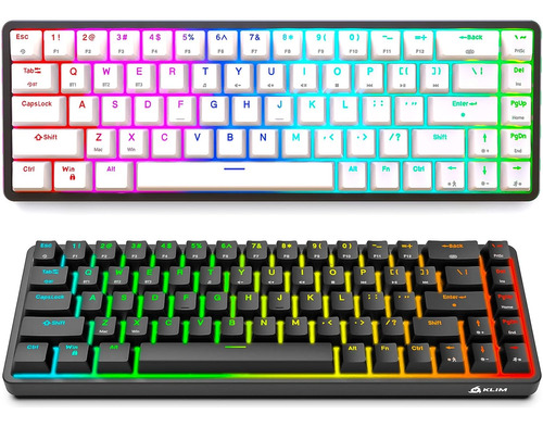 Teclado Klim, Gamer/blanco/bluetooth/rgb