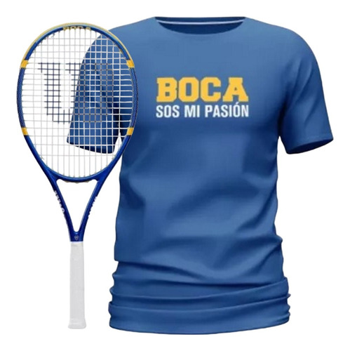 Combo Profesional Boca Juniors Remera + Raqueta Tenis Funda