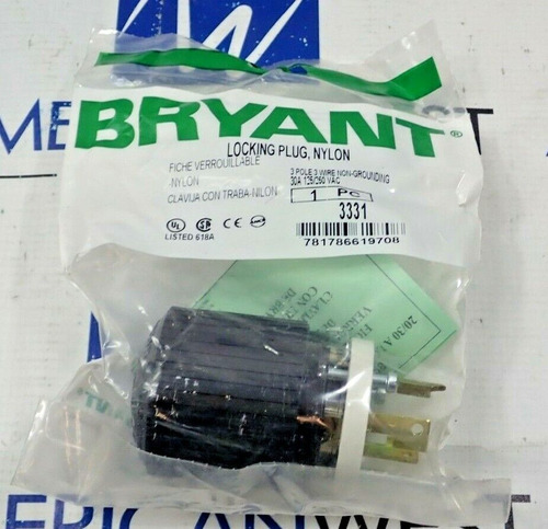 New Bryant 3331 Locking Plug 30a 125/250v 3p 3w 618a Ttj