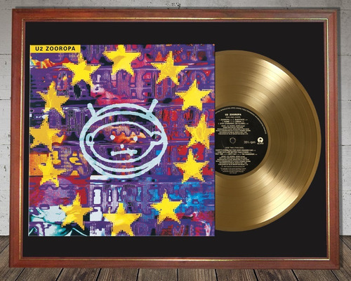 U2 Zooropa Tapa Lp Y Disco De Oro Enmarcado Bono