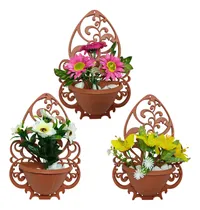 Comprar 3 Vasos De Planta Com Flores Suporte Parede Oferta