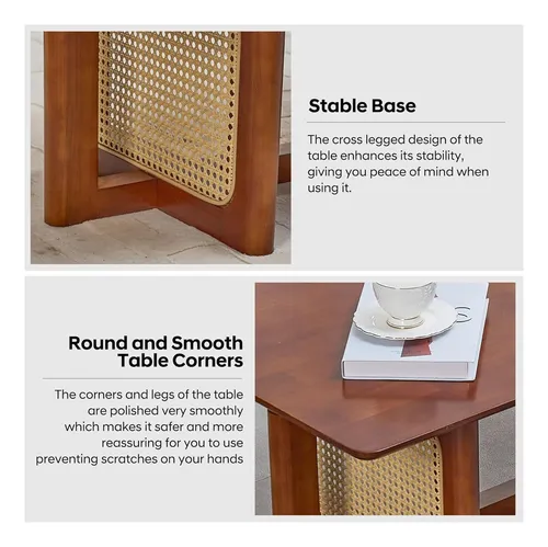 Mesa De Centro De Ratán Mesa Rectangular De Madera Maciza