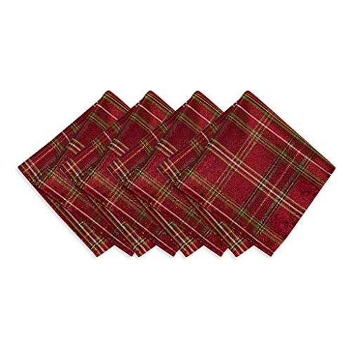 Shimmering Plaid Holiday Cloth Napkins Set Of 4 17 X 17...