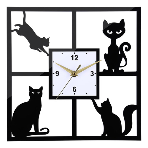 Reloj De Pared 3d Para Gatos Con Movimiento Silencioso Y Dec