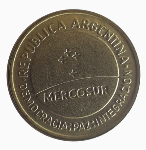 Moneda Argentina 1998 50 Centavos Conmemorativa Mercosur