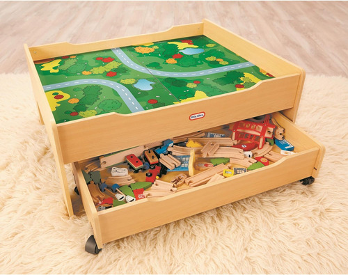 Pequeños Tikes Train De Madera Real Y Mesa Para Niños Con Má