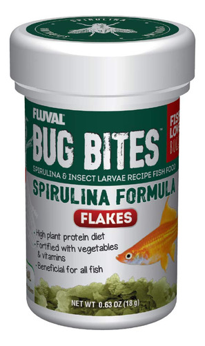 Fluval Bug Bites - Alimento Para Peces Con Espirulina, Copos