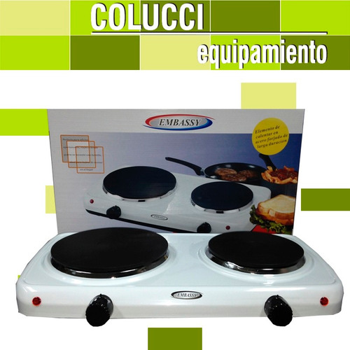 Imagen 2 de 3 de Anafe Electrico 2 Hornallas Embassy Con Termostato 2200 Watt