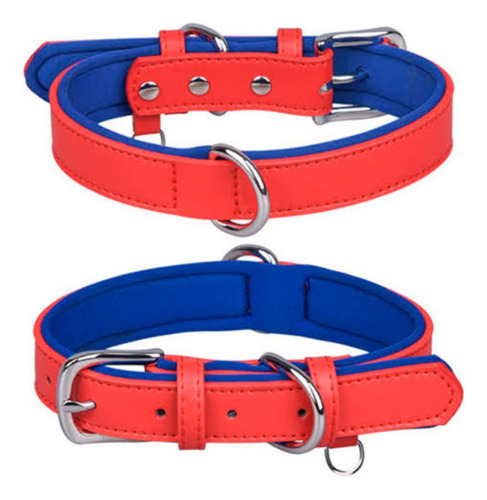 Collar Eco Cuero Bicolor Talla M Para Perros