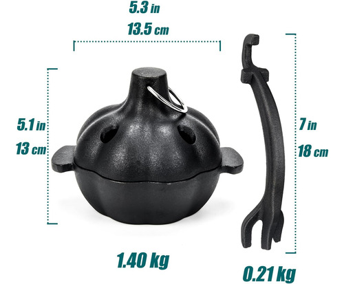 Asador De Ajo De Hierro Fundido Con Asa, Asador Para Ahumar,