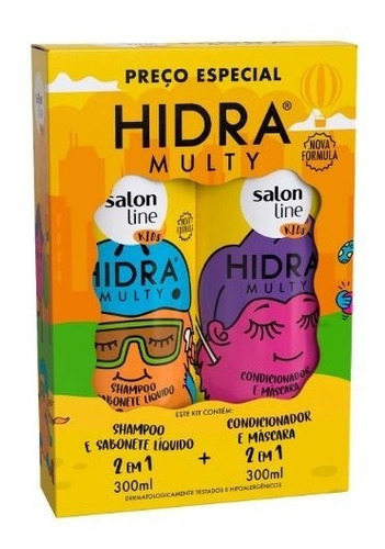  Kit Shampoo + Condicionador Salon Line Hidra Multy Kids 300ml Cada
