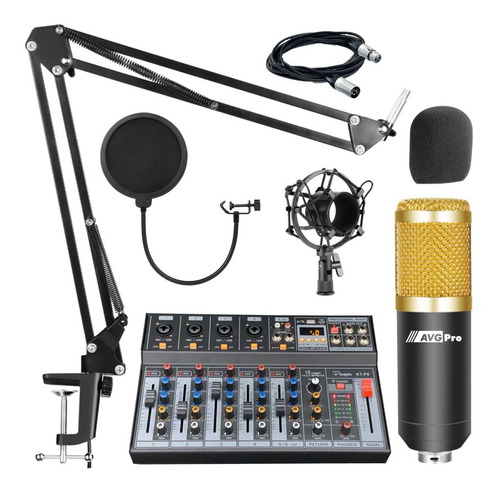 Kit Grabacion Mic Condenser Placa Sonido Usb Accesorios