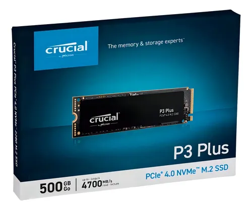 Ssd Crucial P3 Plus 500gb Nvme M.2 2280 - Ct500p3pssd8 Cor Preto