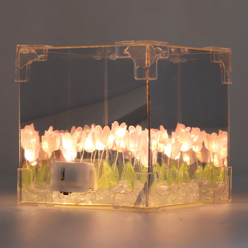 Lámpara Led 2 En 1 Con Espejo En Forma De Cubo De Tulipán L