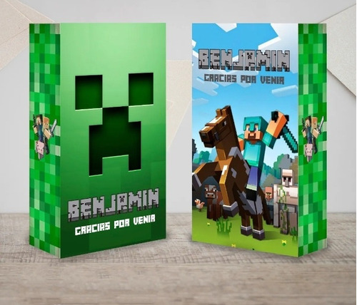 10 Bolsitas Cajitas Golosineras Personalizadas Minecraft