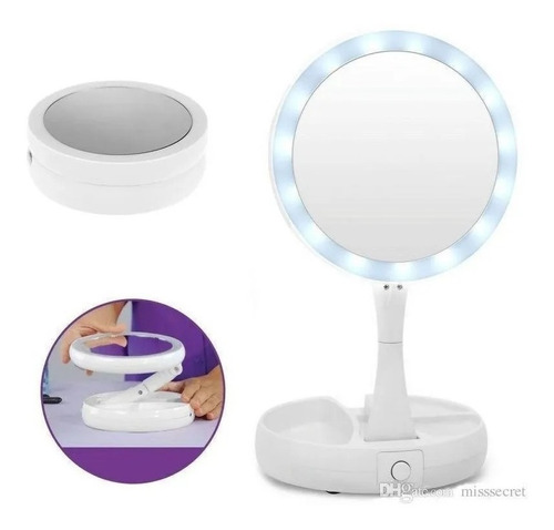 Espejo Doble Plegable Con Luz Led + Envio Gratis 