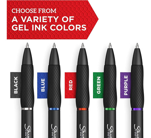 Boligrafo Sharpie Retráctil Tinta Gel 0,7 Mm Set 8 Lápices Negro, Rojo, Azul, Morado, Verde
