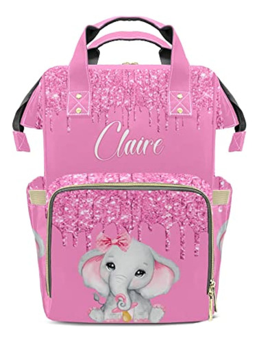 Mochila De Pañales Personalizada Rosa Elefante Con Nombre