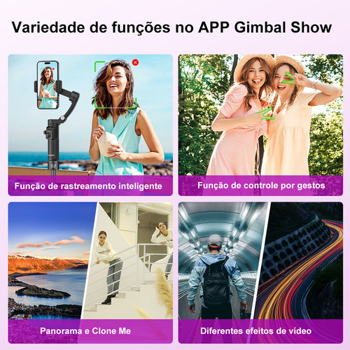 Estabilizador de cardan Axnen para telefones celulares e câmeras de 3 eixos M02