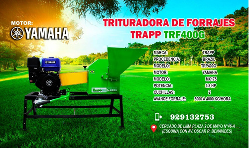 Picadora De Forrajes Trapp Trp400g Motor Yamaha De 5.8 Hh