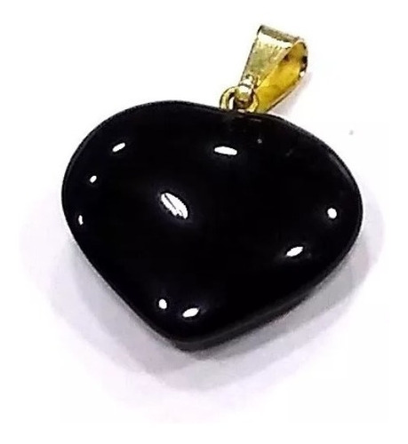 Pingente Coração De Pedra Natural Obsidiana Negra 2,5cm C6
