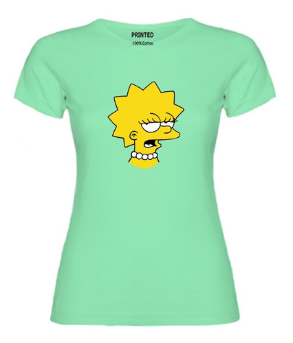Polera Mujer Algodón Estampada Lisa Simpson