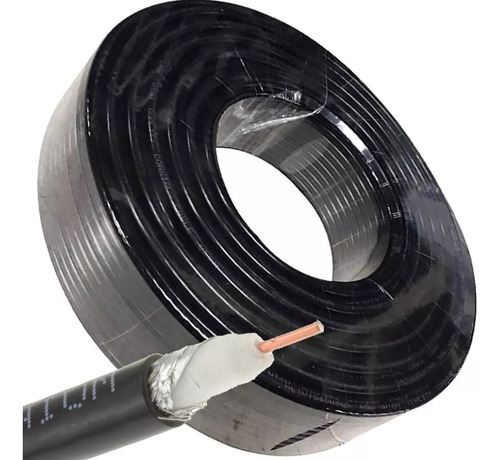 Cable Coaxil Rg6 Negro Alta Calidad Tv Rollo 50 Metros