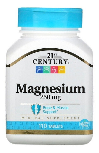 Imagem 1 de 5 de Magnésio Importado, 21s Century (250mg) - 110 Comprimidos