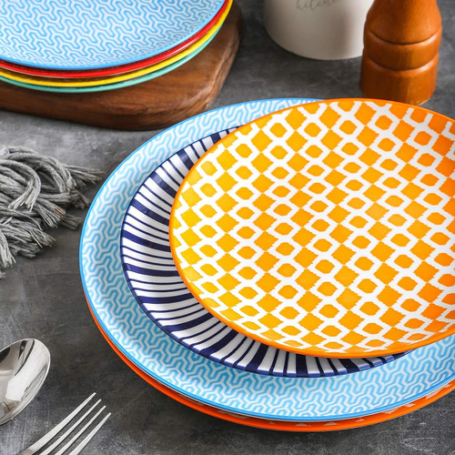 Set De Platos Redonda Ensalada 6 Pcs 25.4 Cms Porcelana