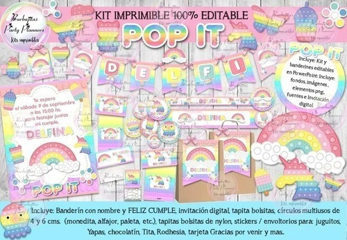Kit Imprimible Pop It Popit Pastel Figdet Toys Ful% Editable