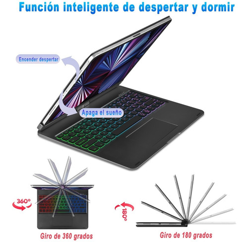 Imagen 3 de 8 de Teclado Mágico Giratorio Para iPad Pro 12.9 5º 4º 3º