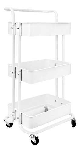 Carrito De Almacenamiento Organizador Con Ruedas Multiusos Color Blanco