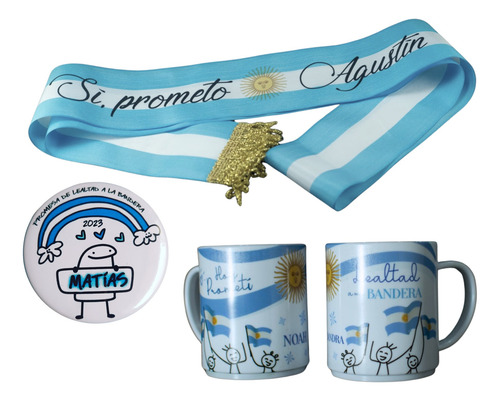 Promesa A La Bandera Taza+pin+banda Escolarpack 44unidades