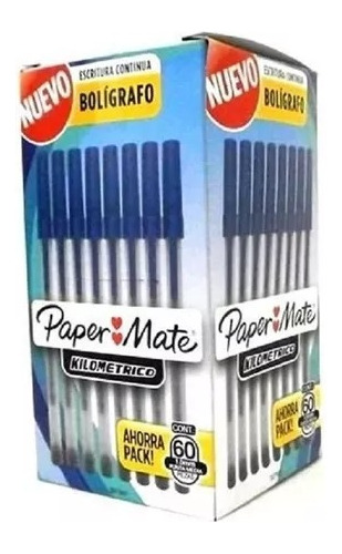 Lapiz Pasta Azul Boligrafo  Kilometrico Paper Mate X 60 Un