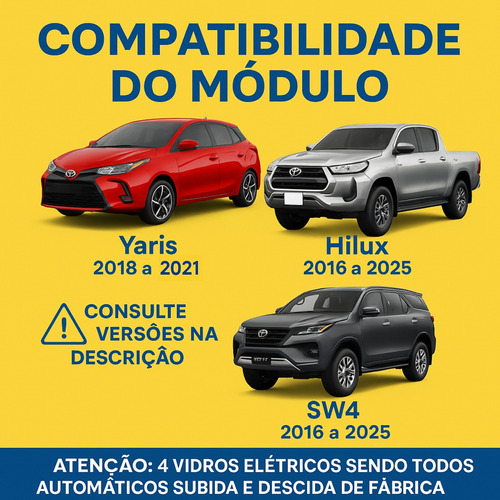 Módulo Conforto 100% Plug And Play Yaris Hilux Sw4 16 A 2024