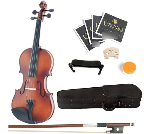 Mendini 1/2 Mv Violín De Madera Maciza Con Estuche Rígido, S