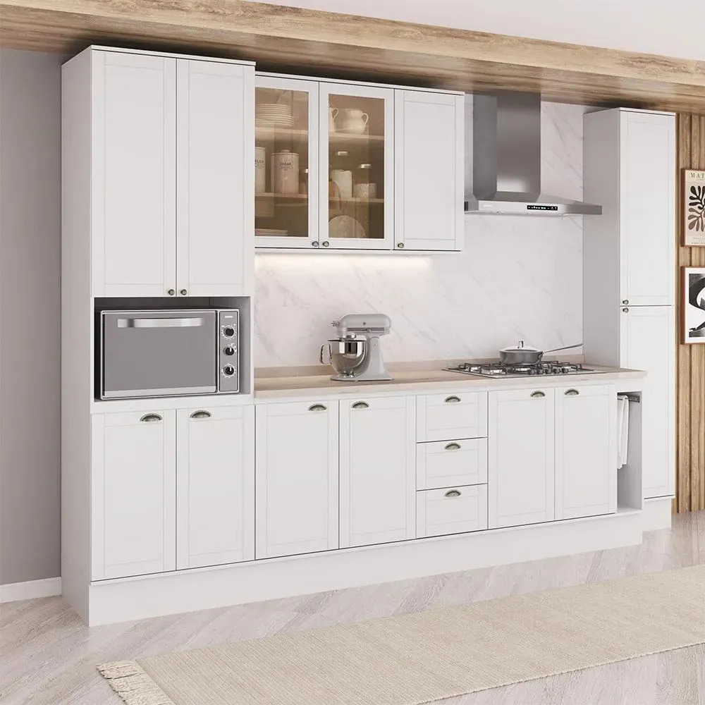 Armário De Cozinha Completa Milla Liz Carraro Branco Branco