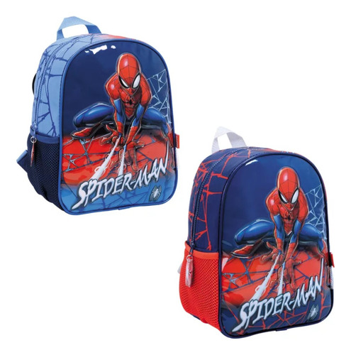 Mochila Espalda Spiderman 12 11701 Color Azul Diseño de la tela Liso