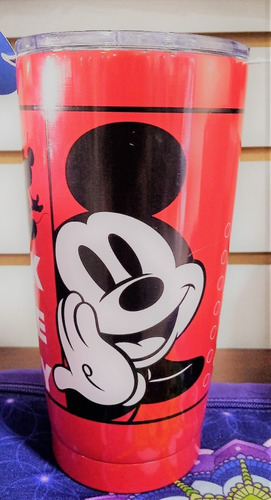 Termo De Acero Inoxidable Mickey (580 Ml.) + Color Rojo