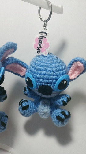Amigurimi Stitch - Tejido A Crochet Llavero 10cm Azul