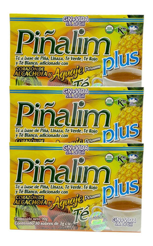 Té Piñalim Plus Aguaje Peruano 30 Sobres Gn+v 3 Cajas