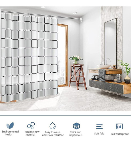 Cortina De Ducha Bañera 240x200 Cm Baño Cortinas Impermeable Gran Cuadrado