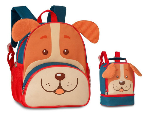 Mochila E Lancheira Escolar Infantil Cachorrinhos Unissex