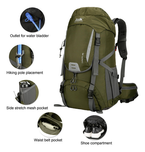 Mountain Land Mochila De Senderismo Para Acampar De 40l Con