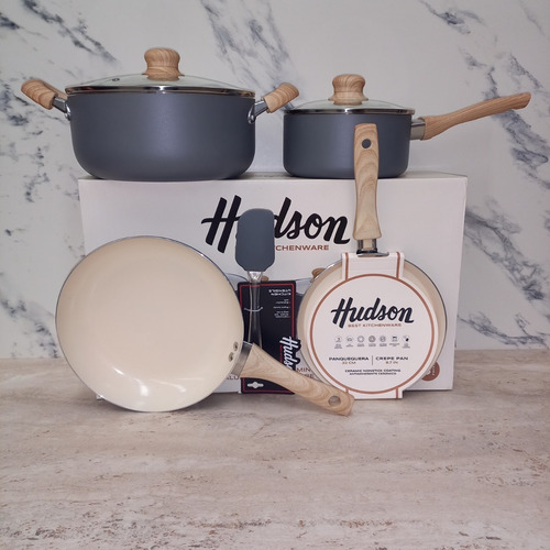 Set Panquequera Antiadherente Gray Gris Crema Hudson 6pz